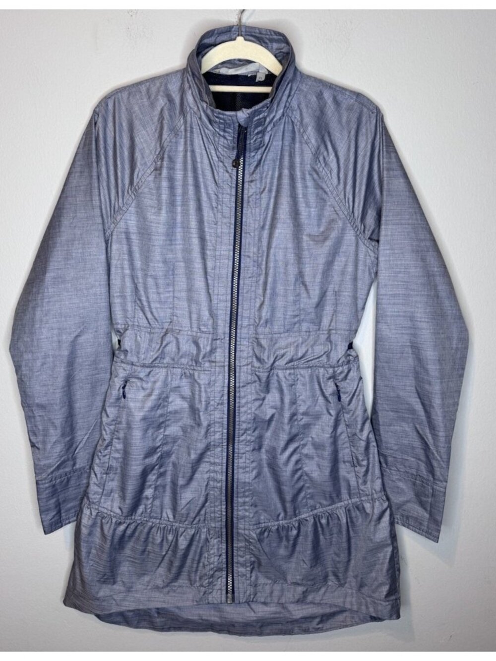 Athleta City Chic Windbreaker Jacket XS Blue Full Zip Extra Small